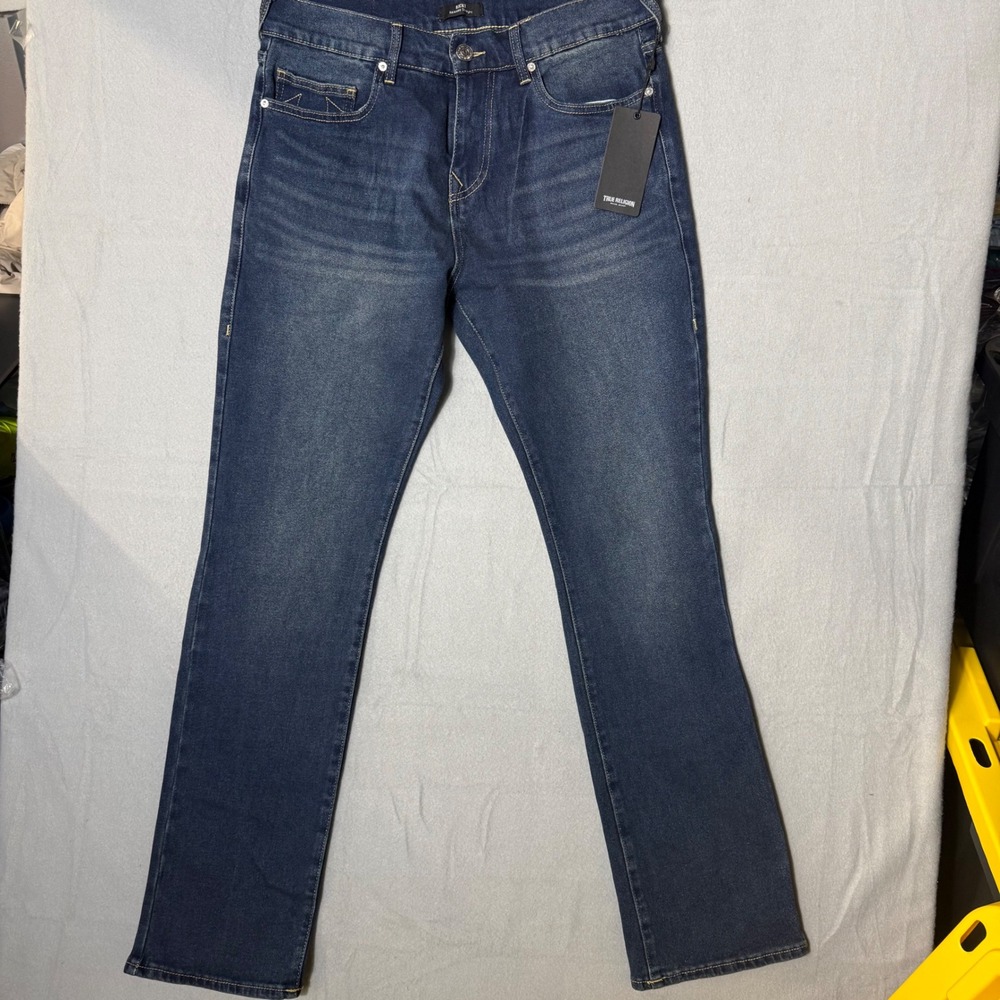 True Religion Ricky Relaxed Straight Men Jeans 32x34 Blue New Stretch 700396